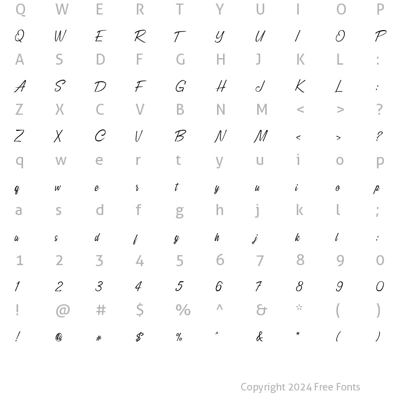 Character Map of Millania Regular