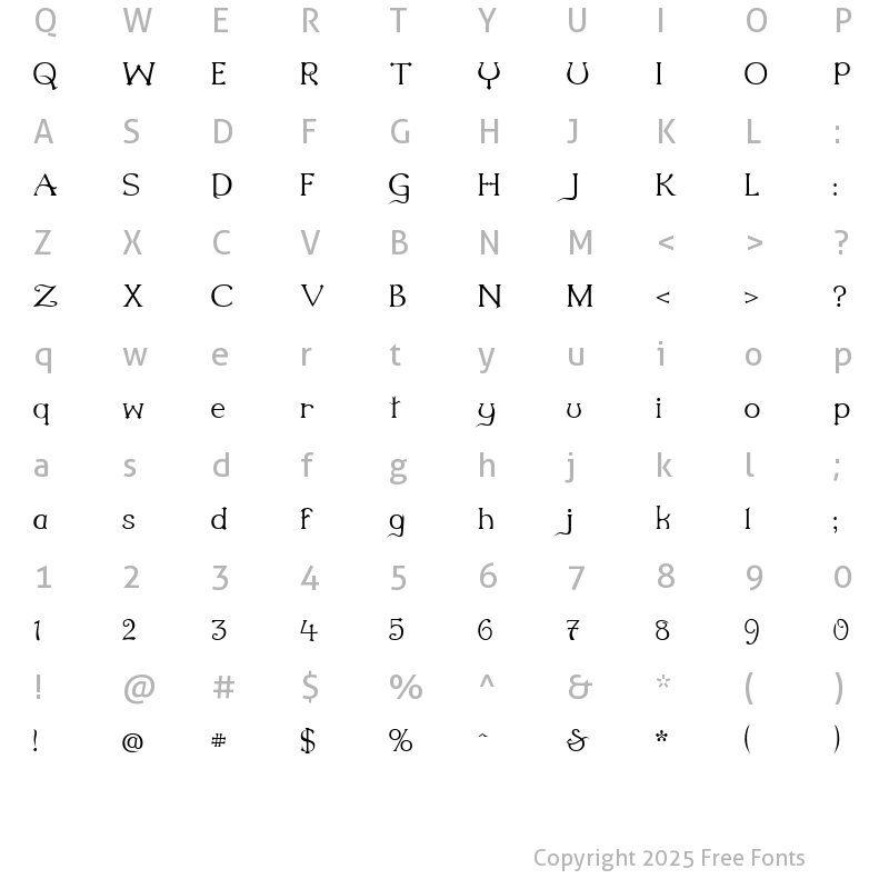 Character Map of MilleniGem Regular