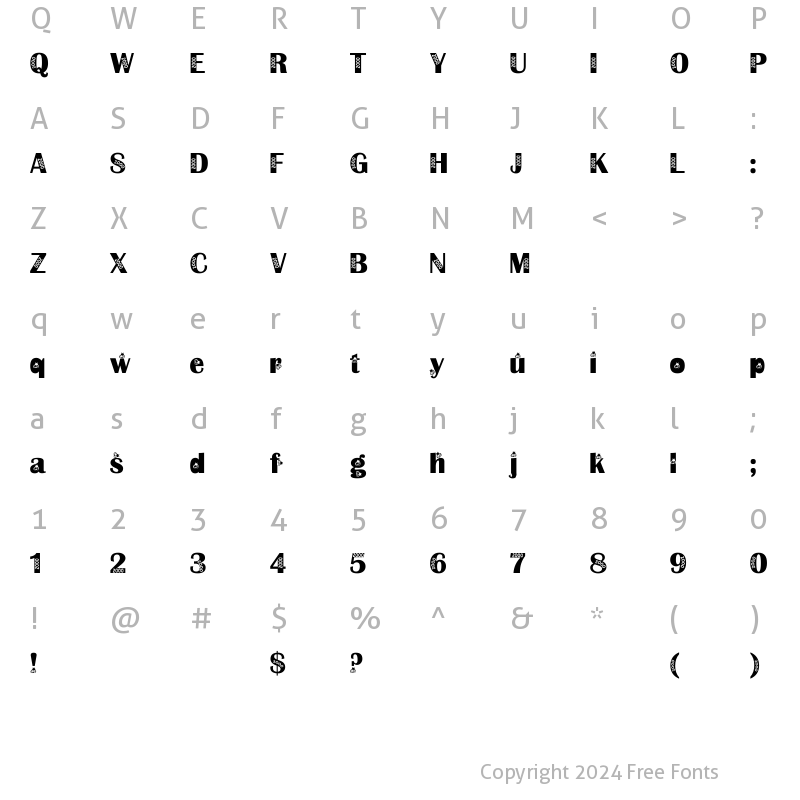 Character Map of Millenium Bug Regular