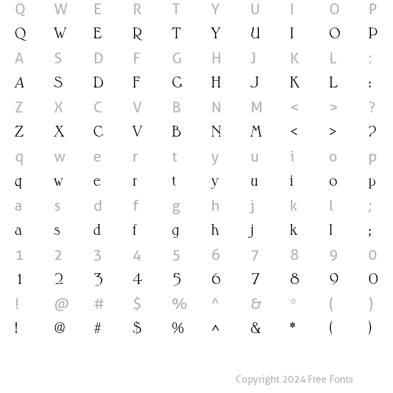 Character Map of Millenium SF Regular