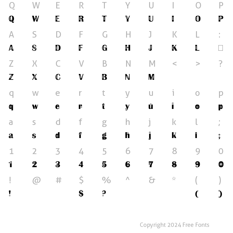 Character Map of Millenium Star Regular