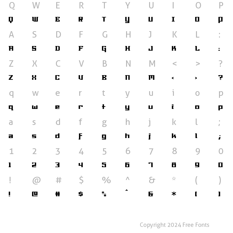 Character Map of Millennia Regular