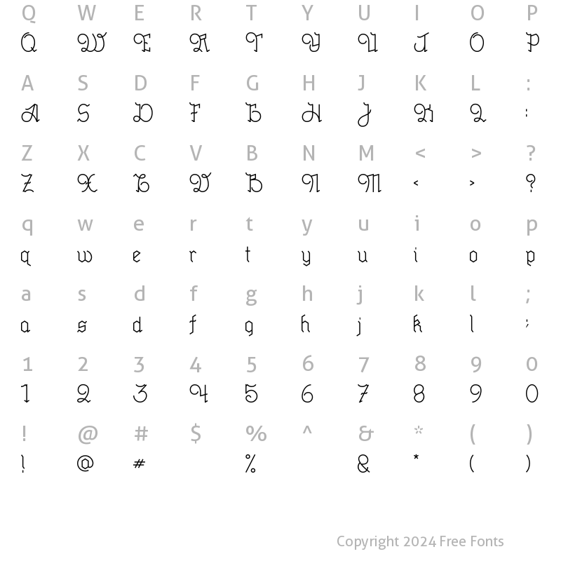 Character Map of Millennium Regular