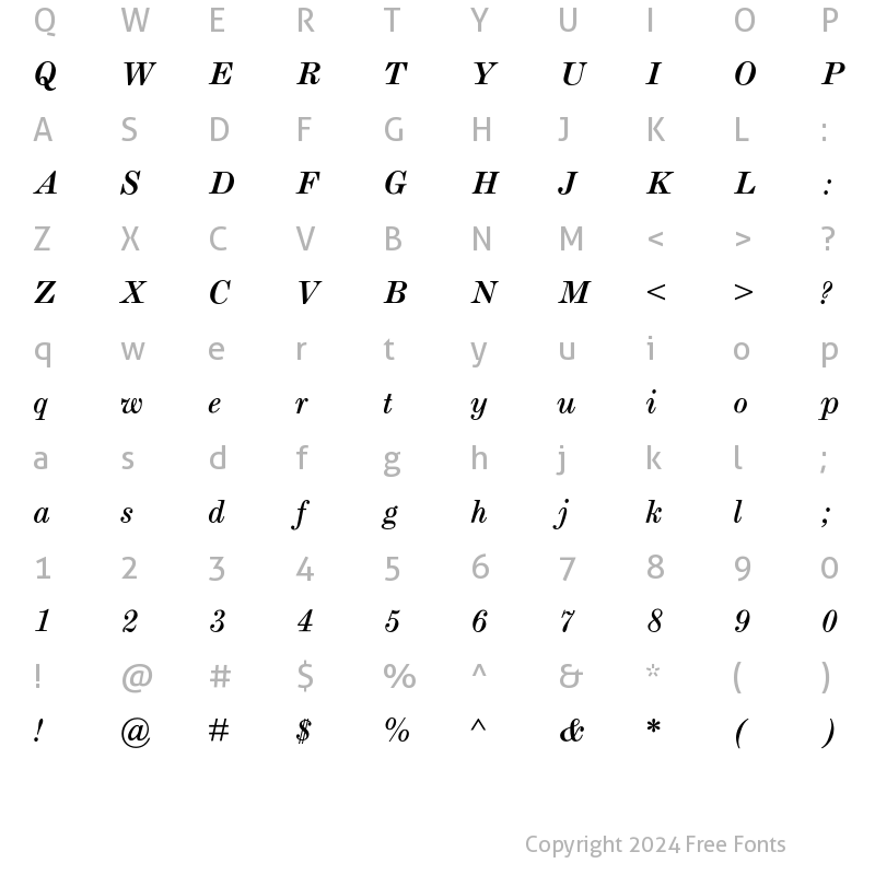 Character Map of Miller-text Italic