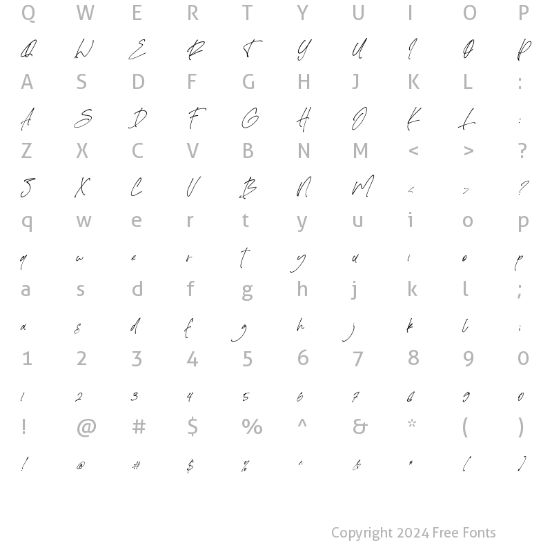 Character Map of Millestone Italic