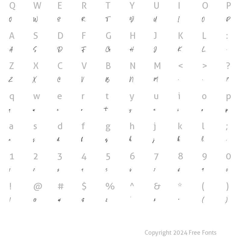 Character Map of Millton Script Regular