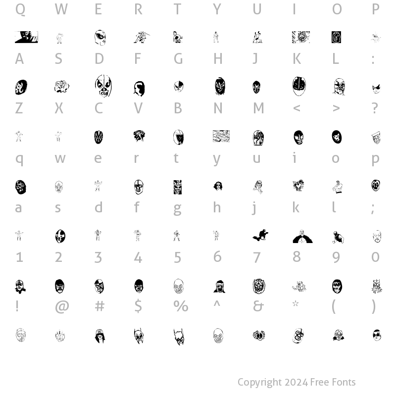 Character Map of MilMascaras Regular