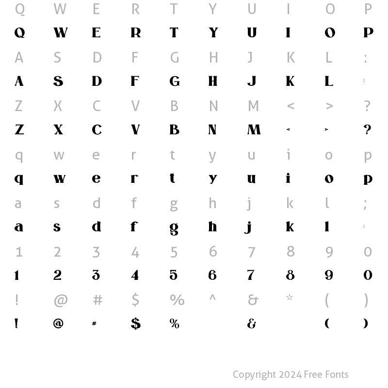 Character Map of Milona Regular