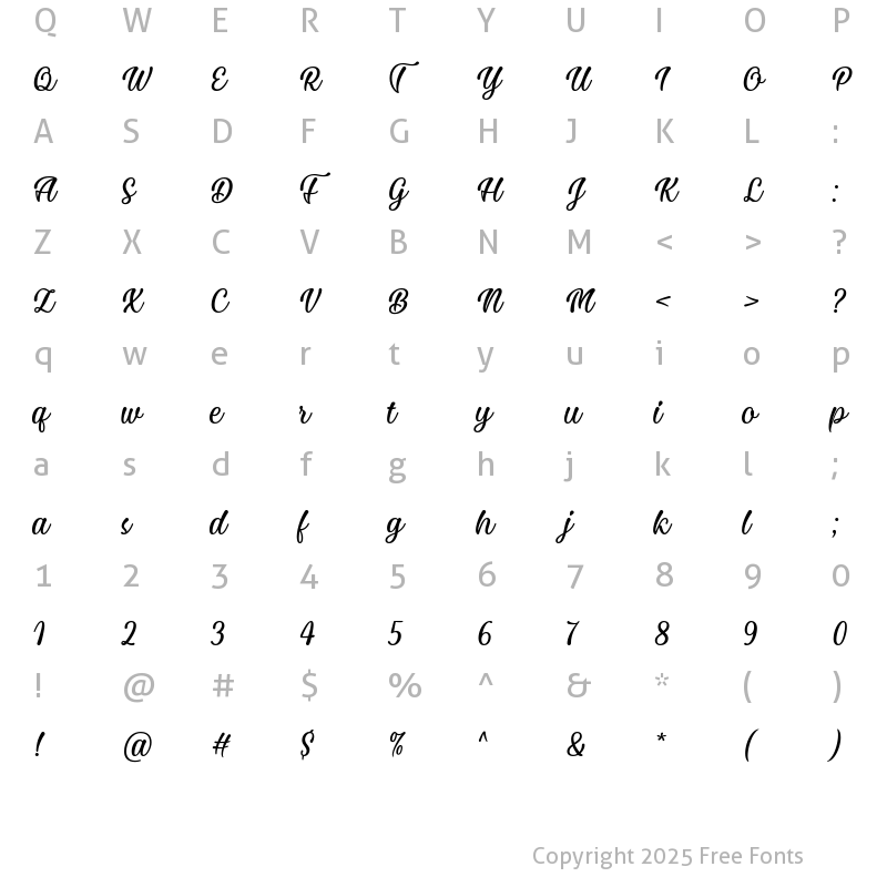 Character Map of Milotte Regular