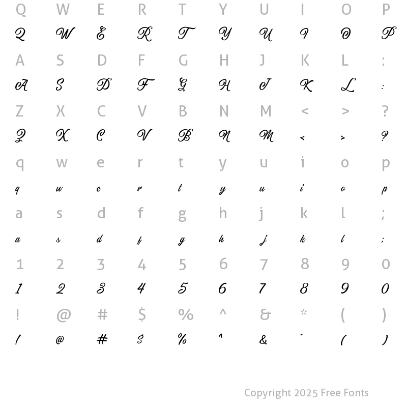 Character Map of Milsbergh Regular