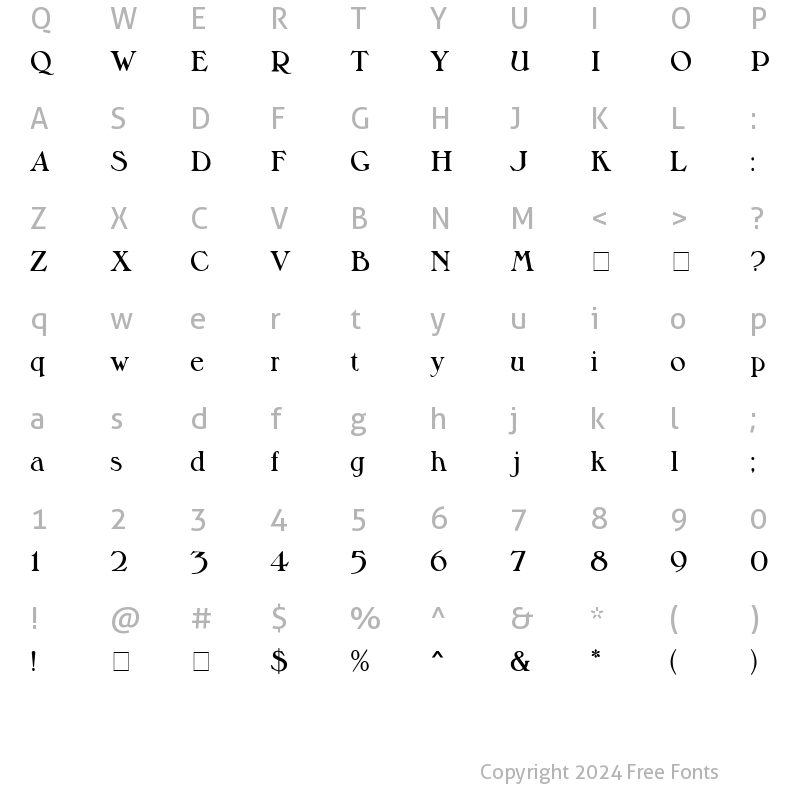 Character Map of Milton MN Regular