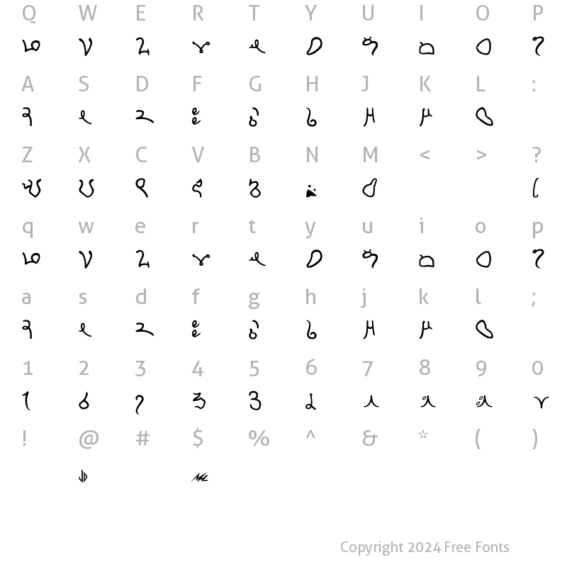 Character Map of Minbari Bold