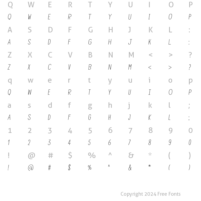 Character Map of Mindwalk Regular Slanted