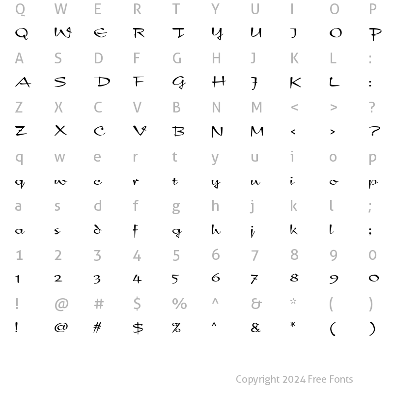 Character Map of MineolaScriptSSK Regular