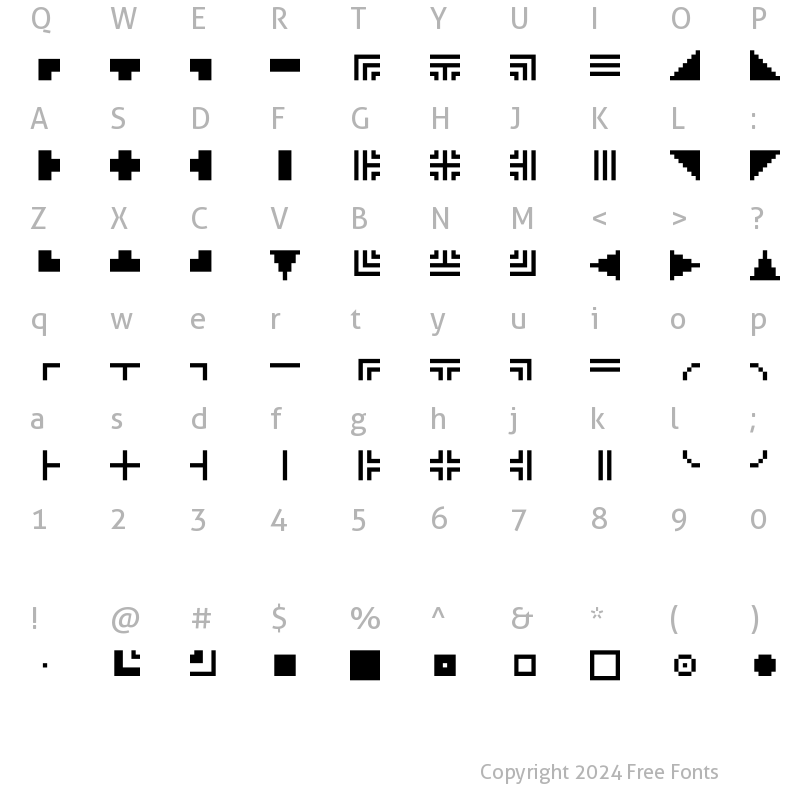 Character Map of MINI 7 Extras Regular