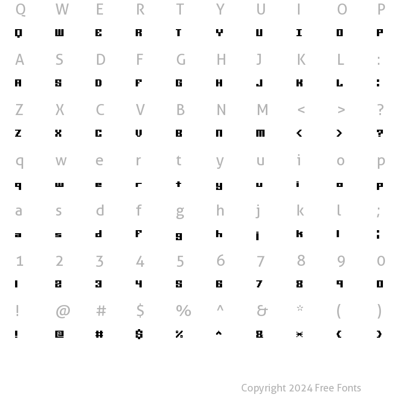 Character Map of Mini Kaliber S TT BRK Regular