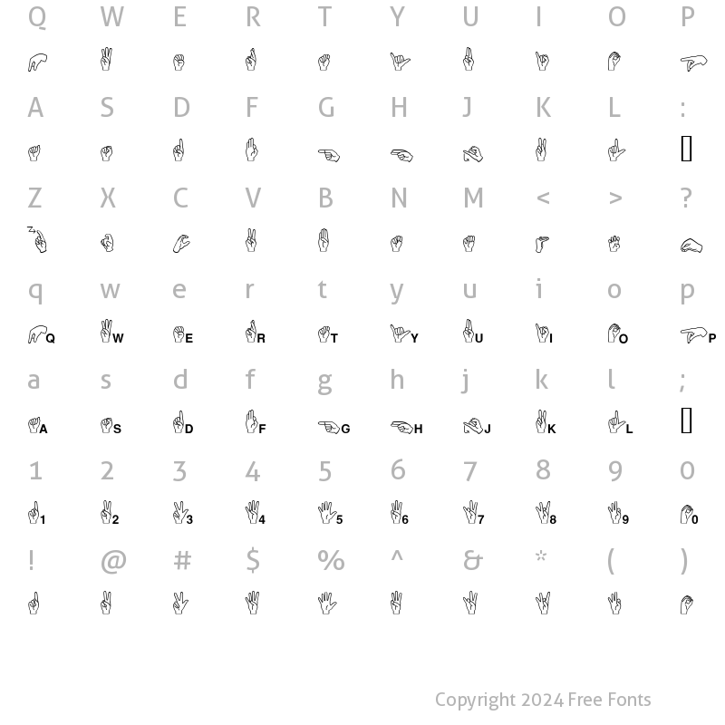 Character Map of Mini Pics ASL