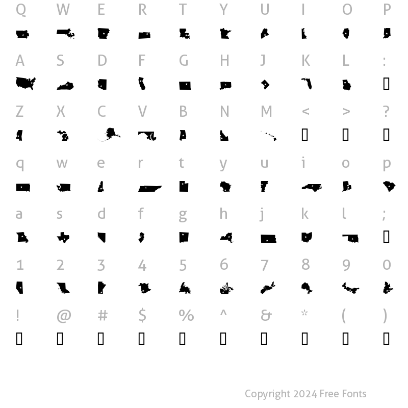 Character Map of Mini Pics Borderline Capital Regular