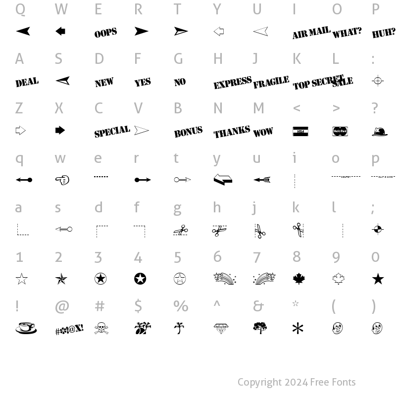 Character Map of Mini Pics Classic Regular