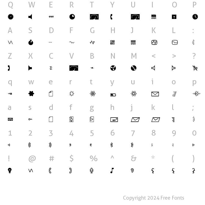 Character Map of Mini Pics Digidings Regular