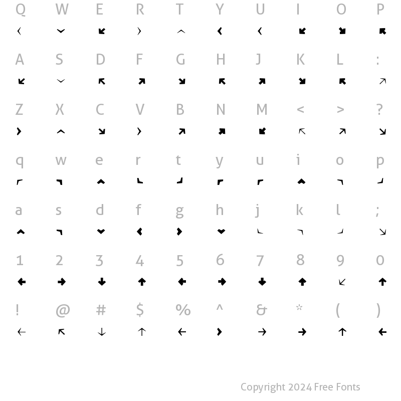 Character Map of Mini Pics Directional AA