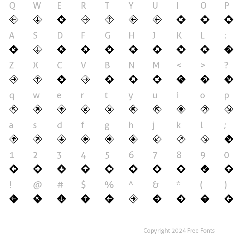 Character Map of Mini Pics Directional DA