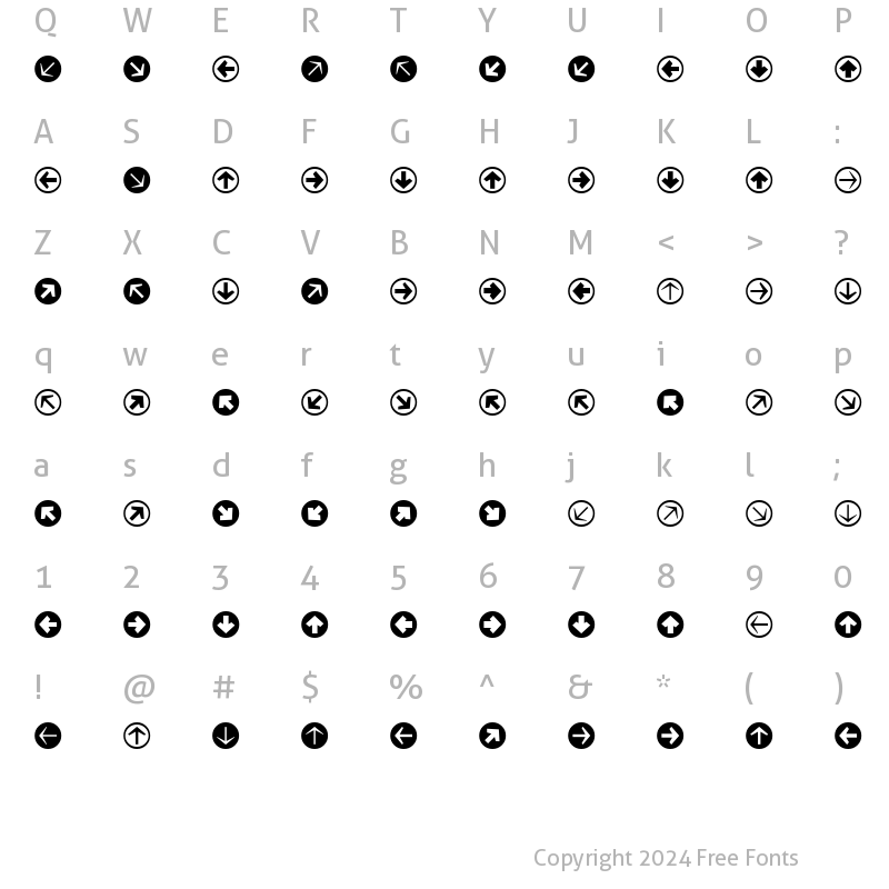 Character Map of Mini Pics Directional RA