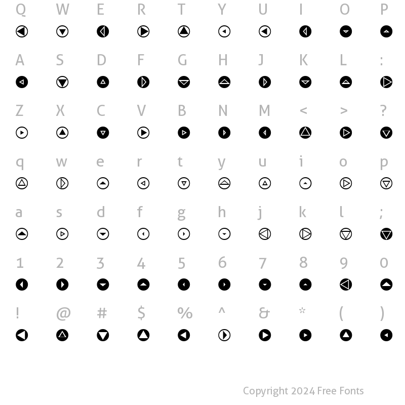 Character Map of Mini Pics Directional RT