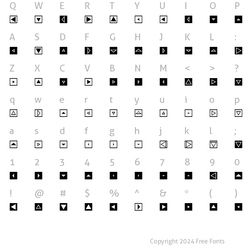 Character Map of Mini Pics Directional ST