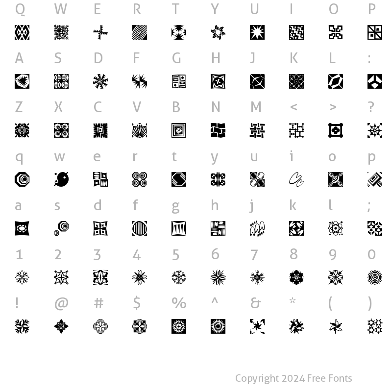 Character Map of Mini Pics Doohickies Too Regular