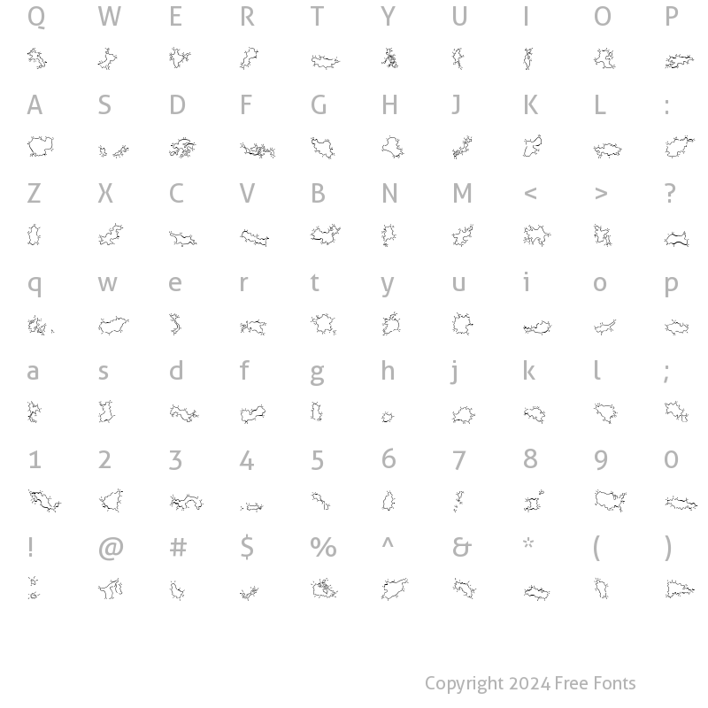 Character Map of Mini Pics Global N Spurt Regular