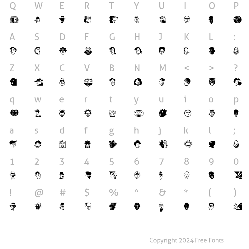 Character Map of Mini Pics Lil Faces