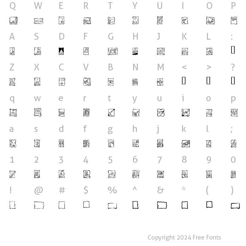 Character Map of Mini Pics White Bread