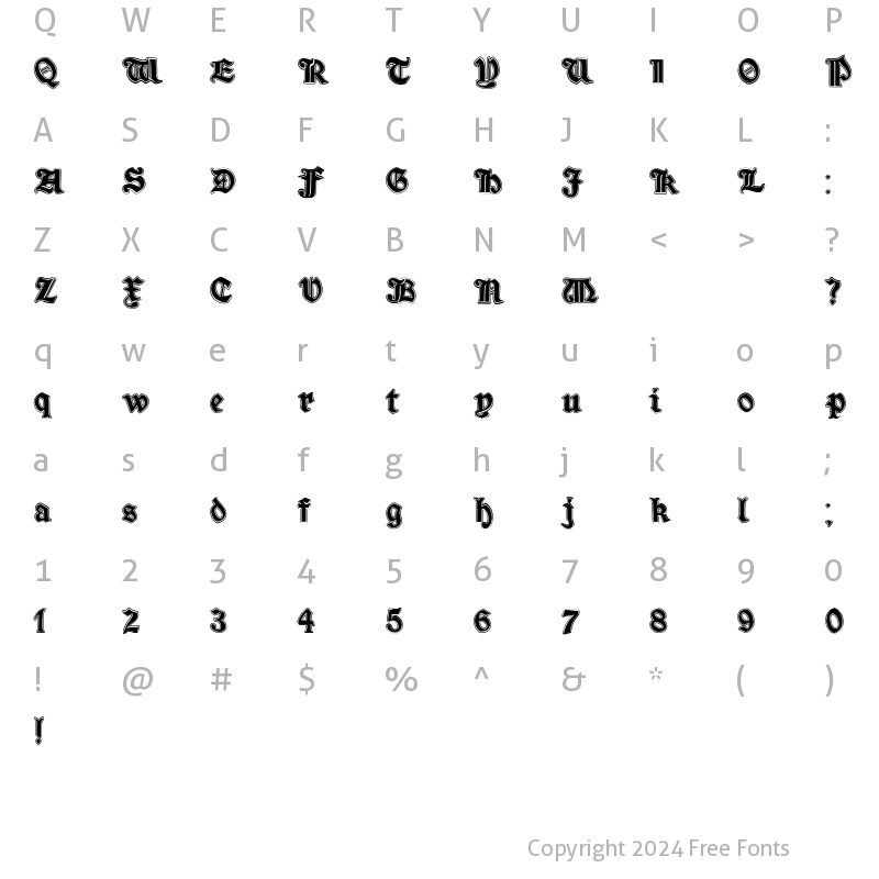 Character Map of Minim Outline ExtraBold