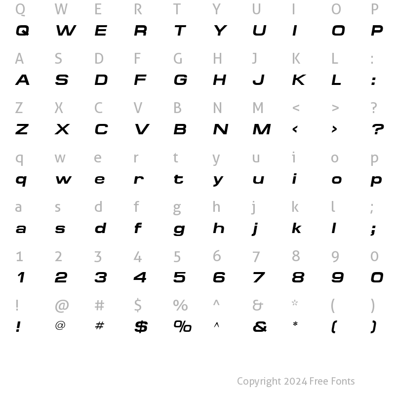 Character Map of Minima Expanded SSi Bold Italic