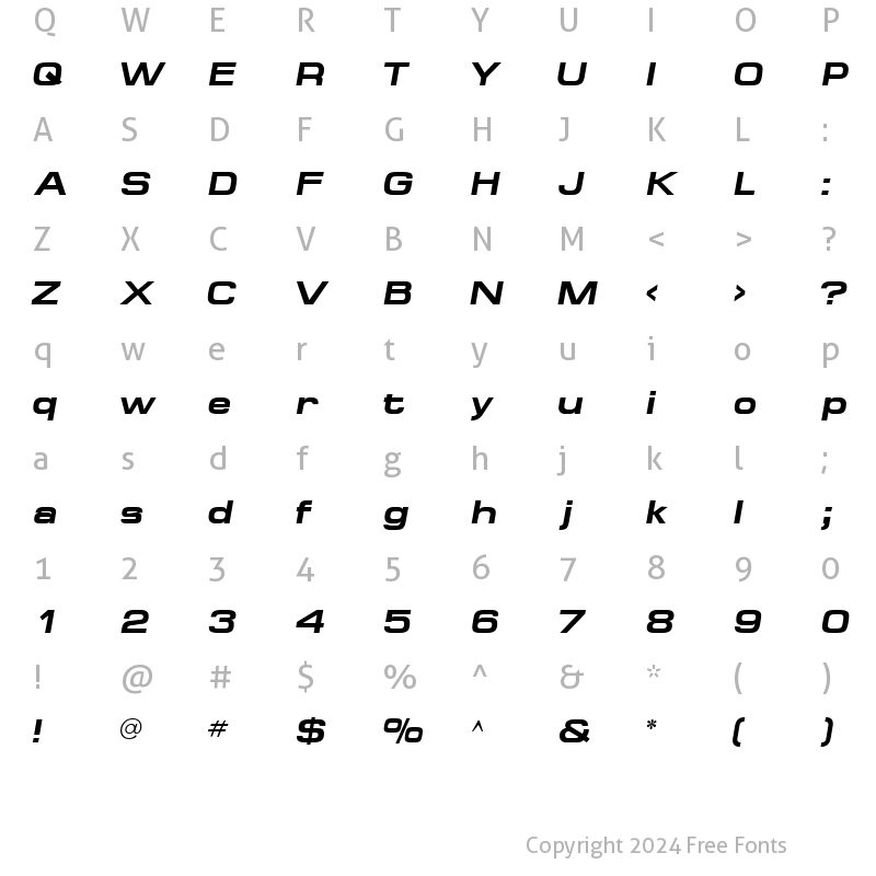 Character Map of MinimaExpandedSSK Bold Italic