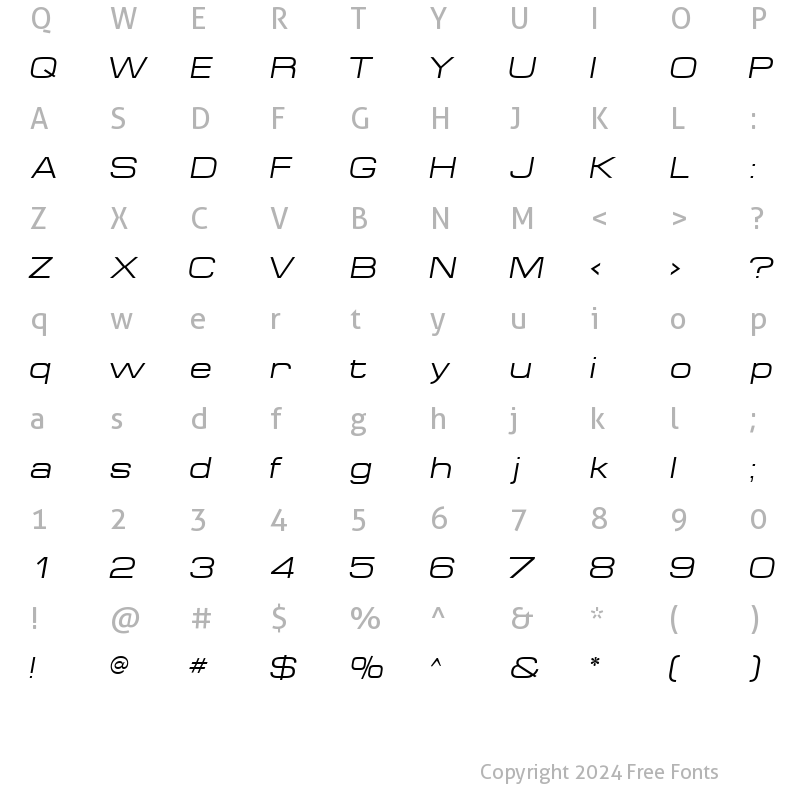 Character Map of MinimaExpandedSSK Italic