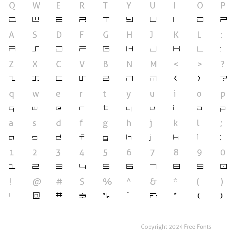 Character Map of MINIMALHARD Regular