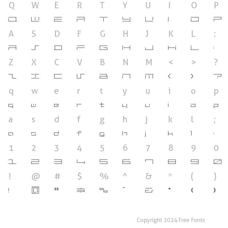 Character Map of MINIMALHARD2 Regular