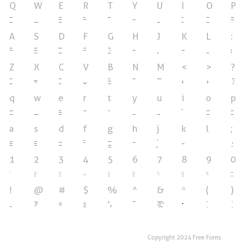 Character Map of Minimum BichroClairHorizontal Regular