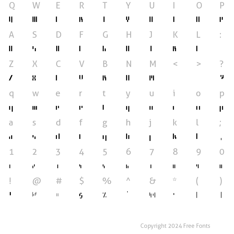 Character Map of Minimum BichroNoirVertical Regular