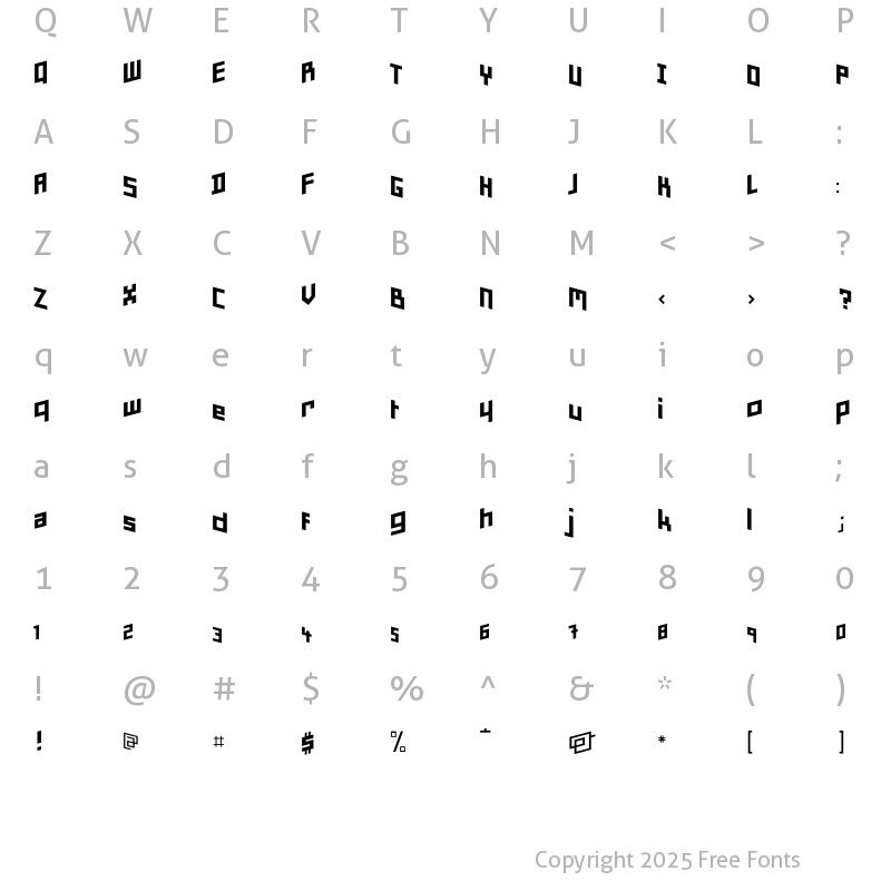 Character Map of Minimum BongNoir Regular