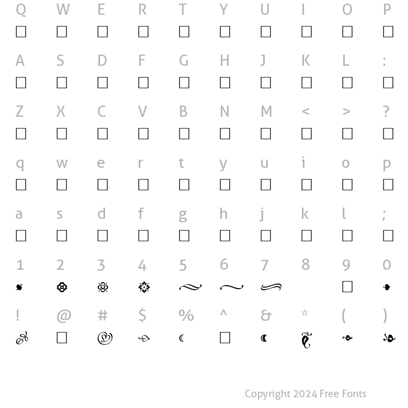Character Map of Minion-Ornaments Regular