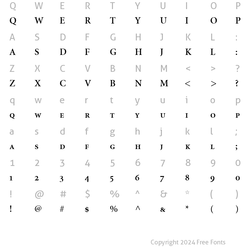 Character Map of Minion RegularSC Bold