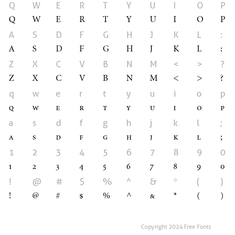 Character Map of Minion RegularSC Regular