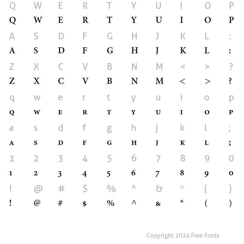 Character Map of Minion Semibold Small Caps & Ol Regular