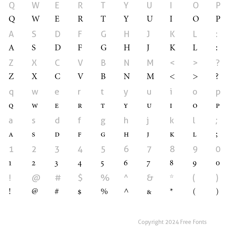 Character Map of Minion Small Caps & Oldstyle Fi Regular