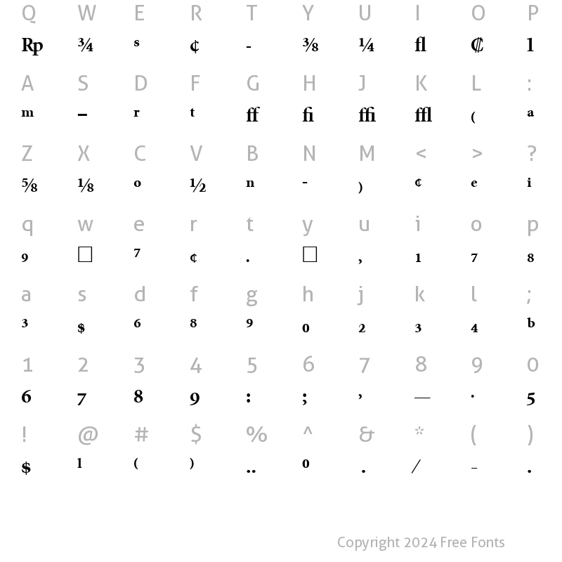 Character Map of MinionExp-Bold Regular