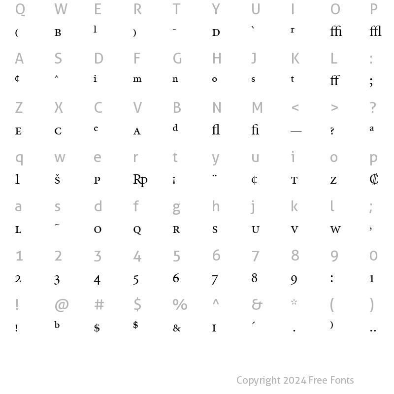 Character Map of MinionExp-Regular Regular