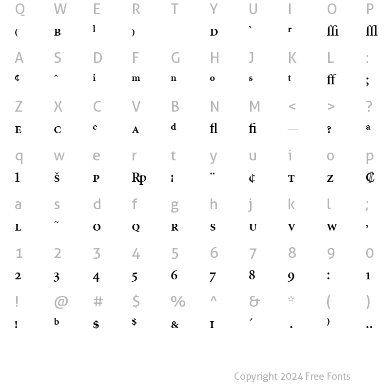 Character Map of MinionExp-Semibold Regular